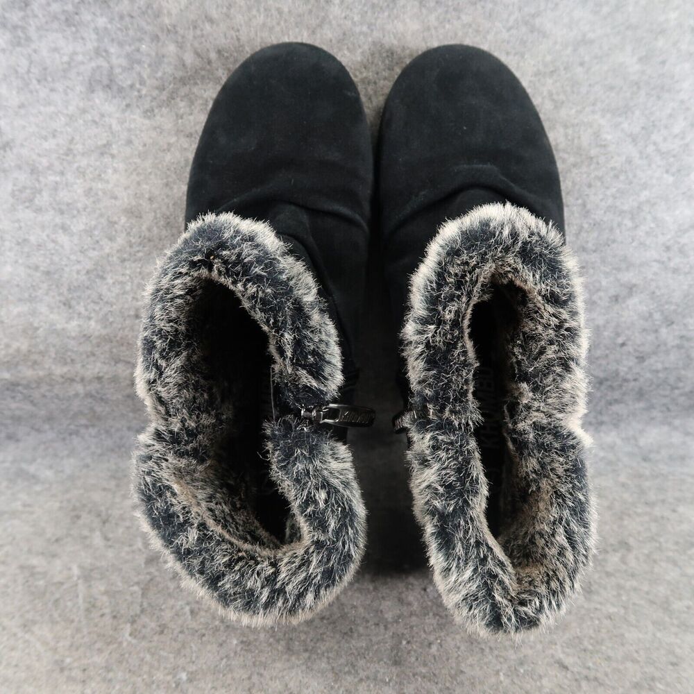 Khombu Shoes Womens 7 Booties Winter Lindsey Leather Faux Fur Buckle Strap Zip - Picture 8 of 15